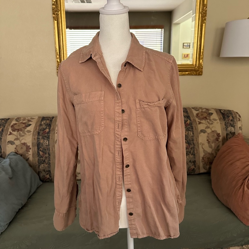 DownEast Casual Button Down Shirt in Tan